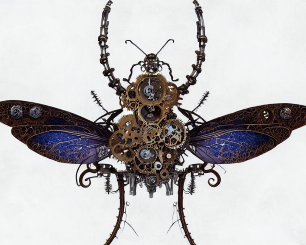 Steampunk-inspired butterfly with gear wings and clock parts