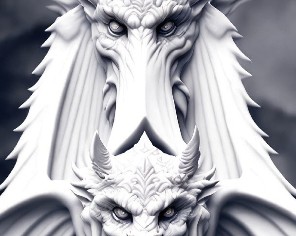 Detailed digital artwork of fierce two-headed dragon with intricate features