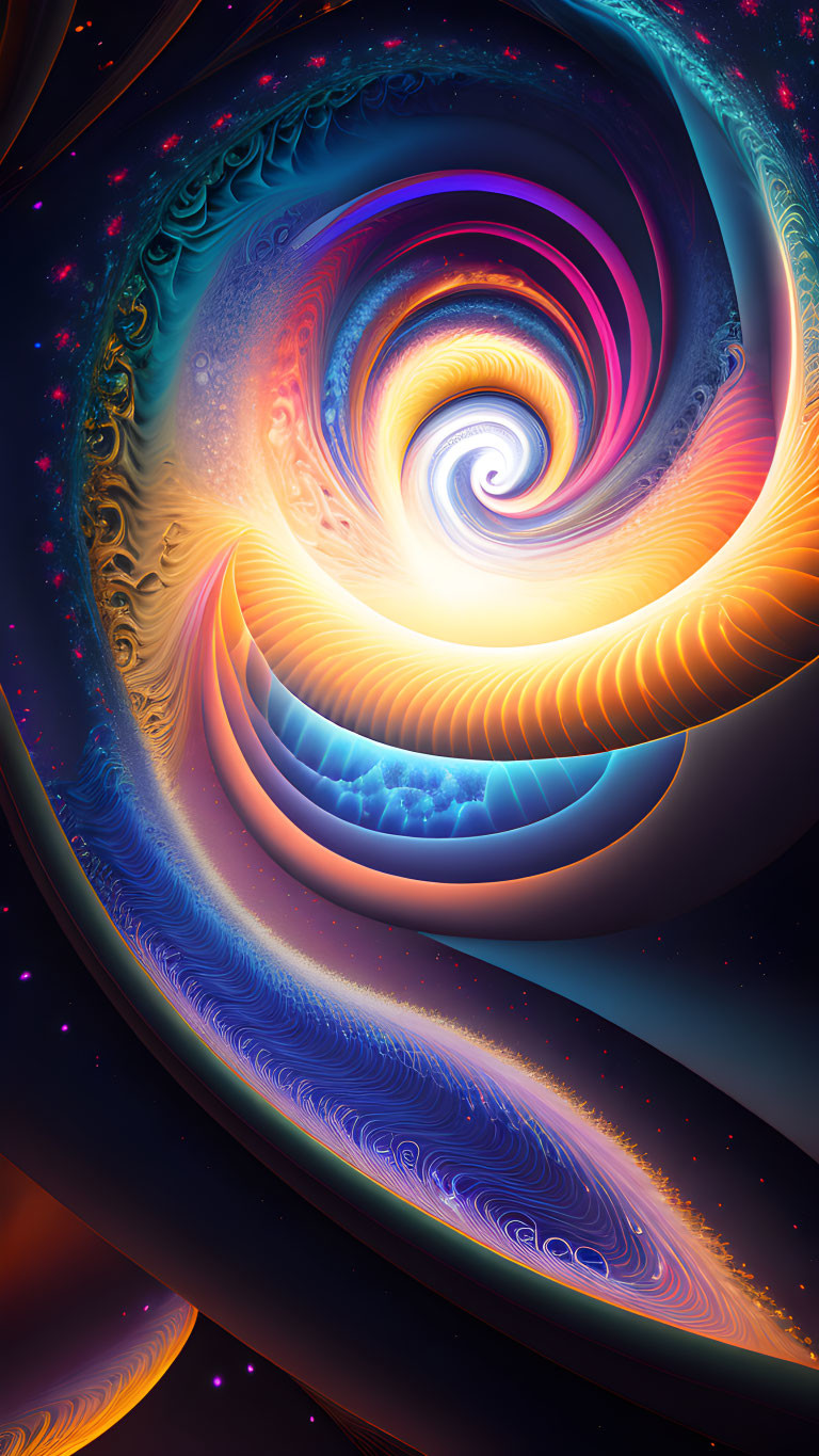 Colorful Abstract Spiral Galaxy Artwork with Swirling Vortex