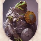 Fantasy Medieval Knight Frog Character with Mace and Castle