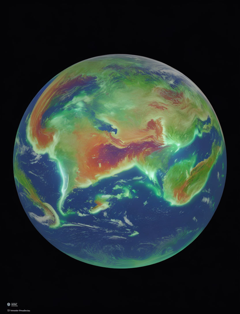 Detailed Satellite Image: Asia & Australia Weather Patterns & Ocean Currents