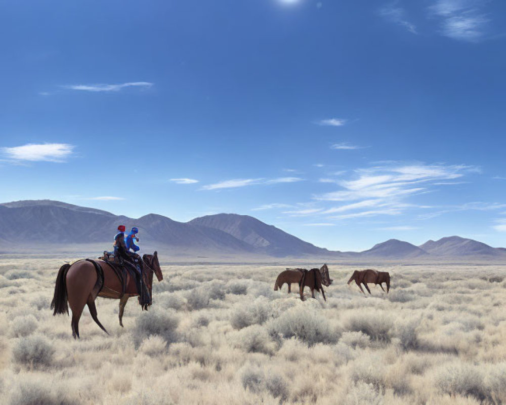 Person on Horseback Riding Across Grassy Plain