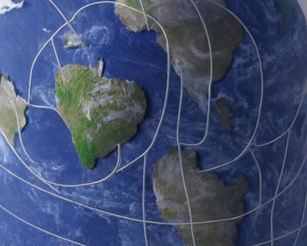 Detailed Globe Map of Africa and Europe with Latitude and Longitude Lines