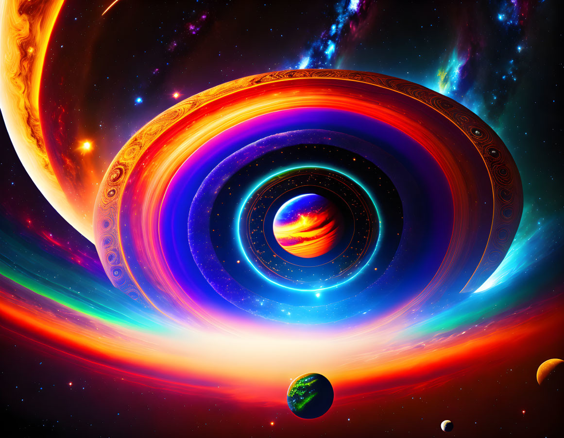 Colorful concentric circular vortex in cosmic setting