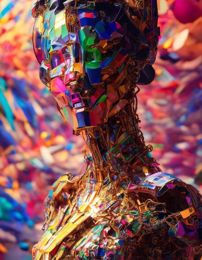 Abstract Geometric Human Bust in Colorful Fragmented Design