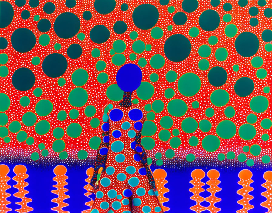 Colorful Dots and Circles Silhouette on Intricate Background