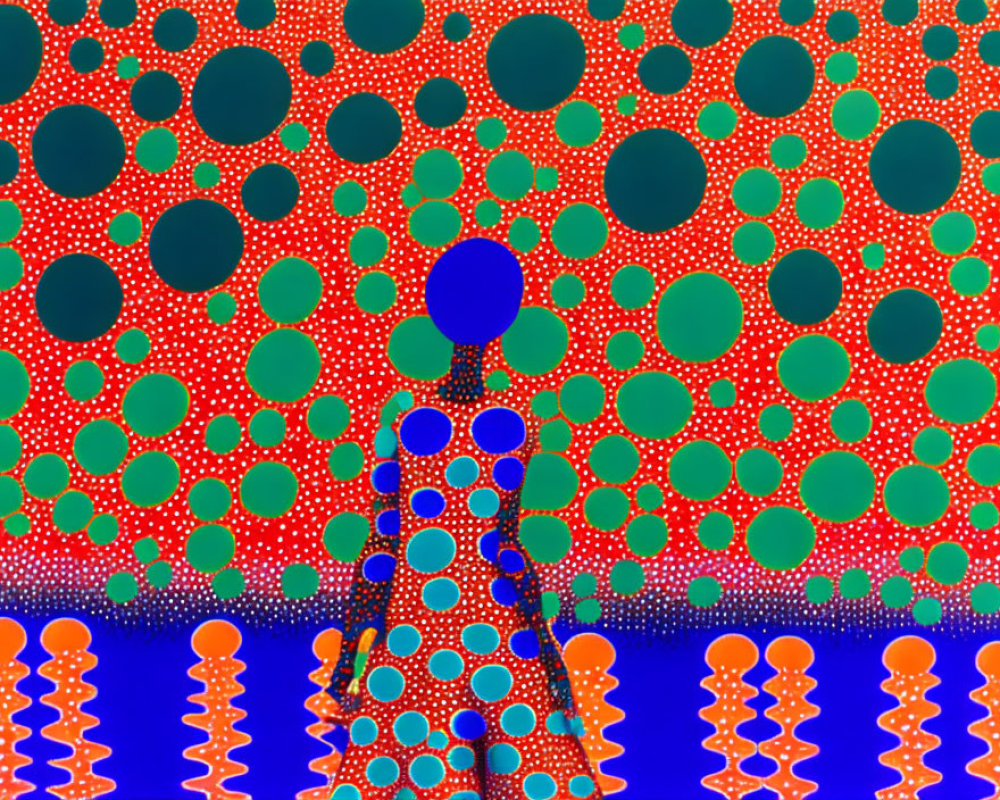 Colorful Dots and Circles Silhouette on Intricate Background