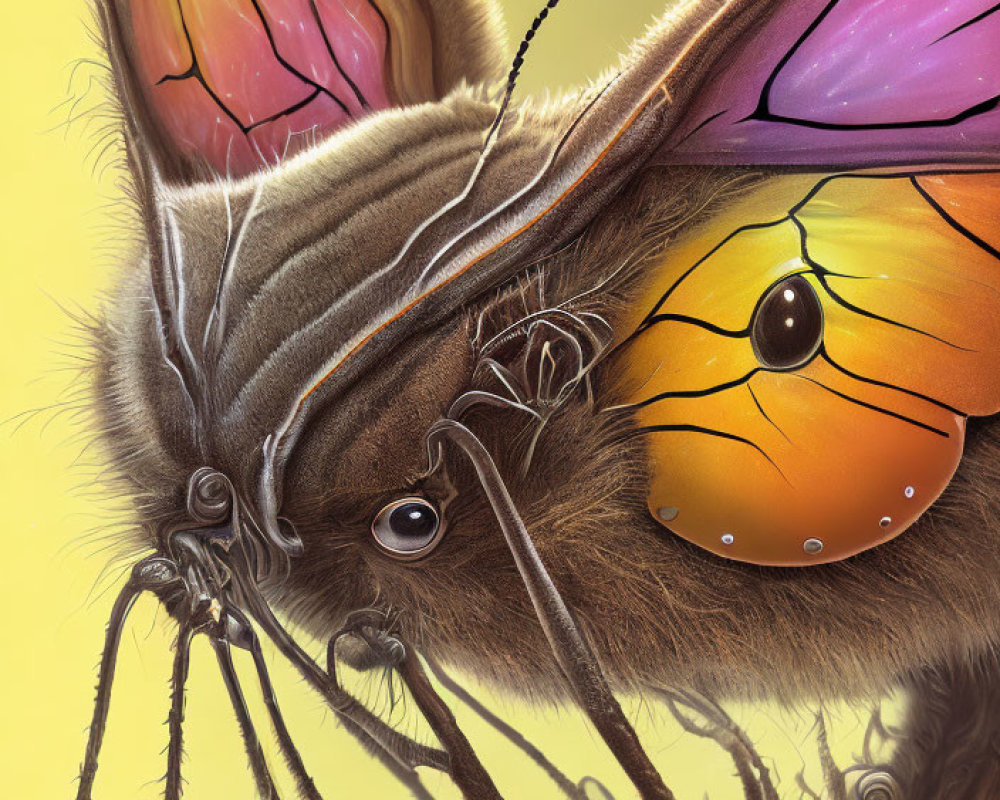 Whimsical creature artwork: brown bat and butterfly fusion