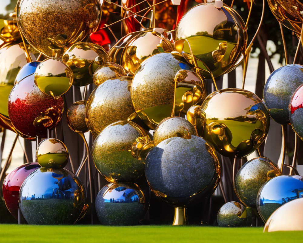 Shiny Multicolored Christmas Ornaments on Metal Frames