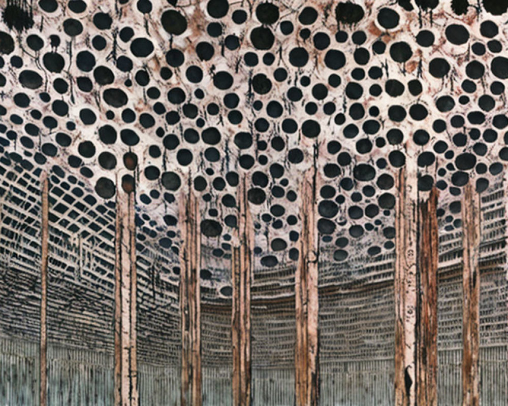 Detailed Close-up of Wooden Surface with Circular Holes