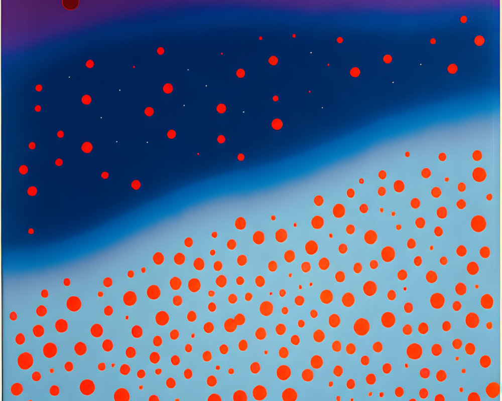 Abstract Blue and Orange Wave Art with Dotted Patterns on Gradient Background