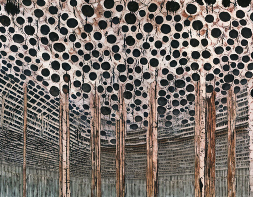 Detailed Close-up of Wooden Surface with Circular Holes