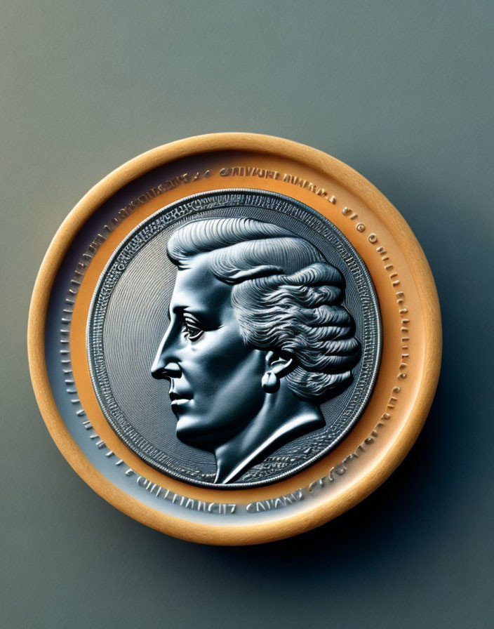 Bronze medallion with high-relief classical male profile.