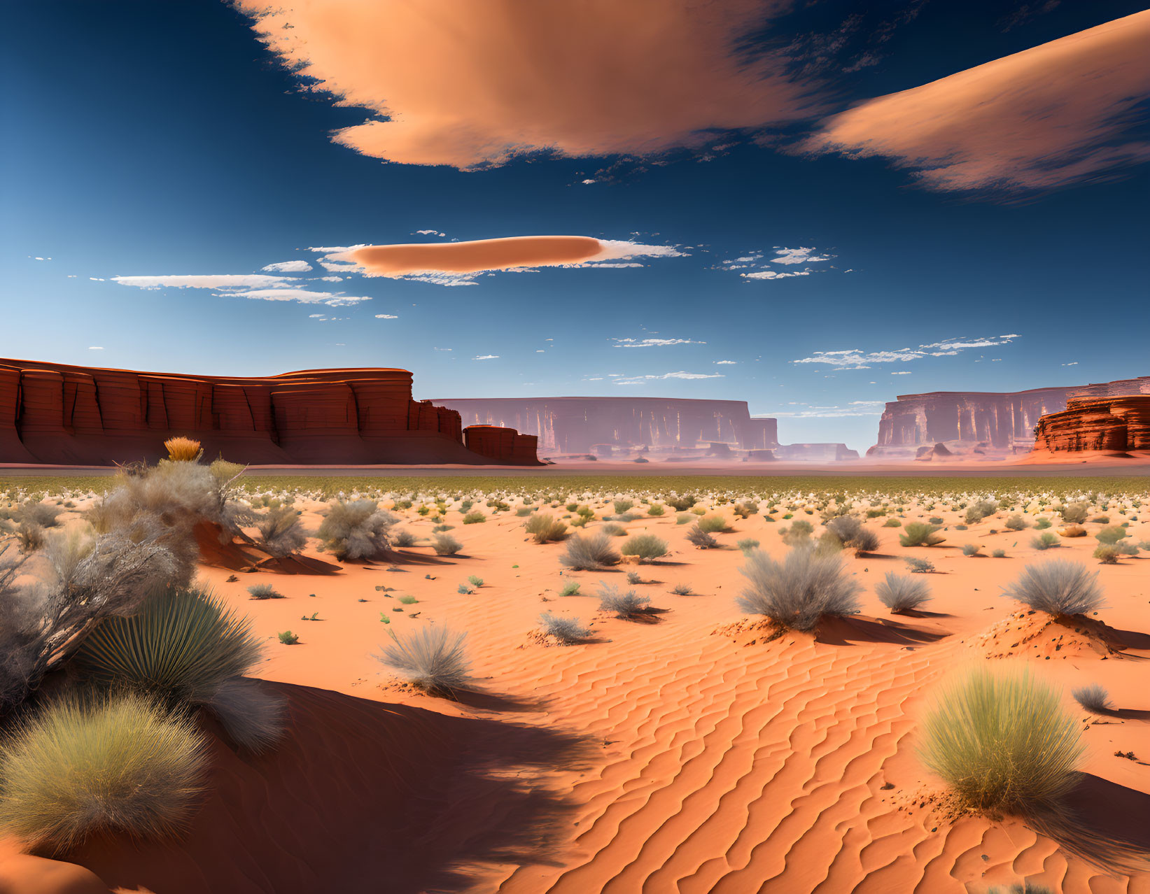 Red Sandstone Cliffs in Desert Landscape