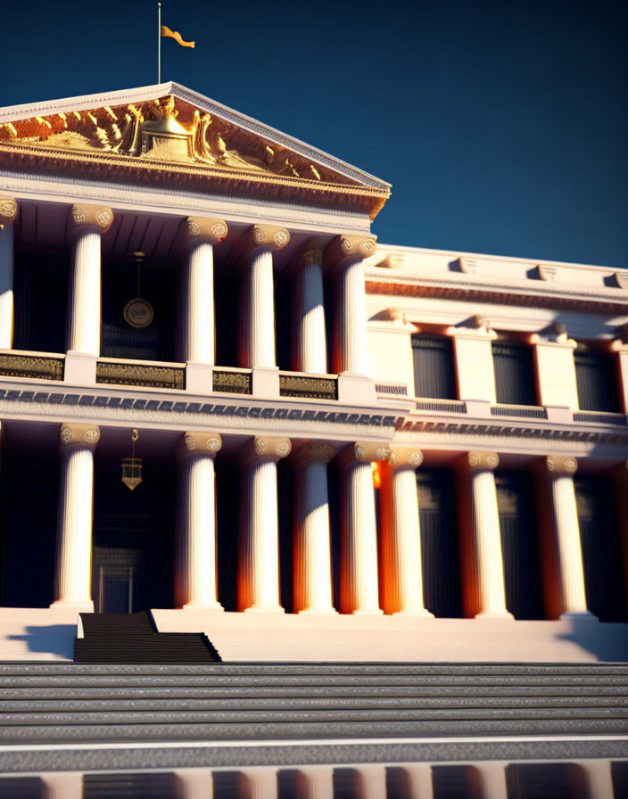 Neoclassical Building with Tall Columns and Grand Stairs