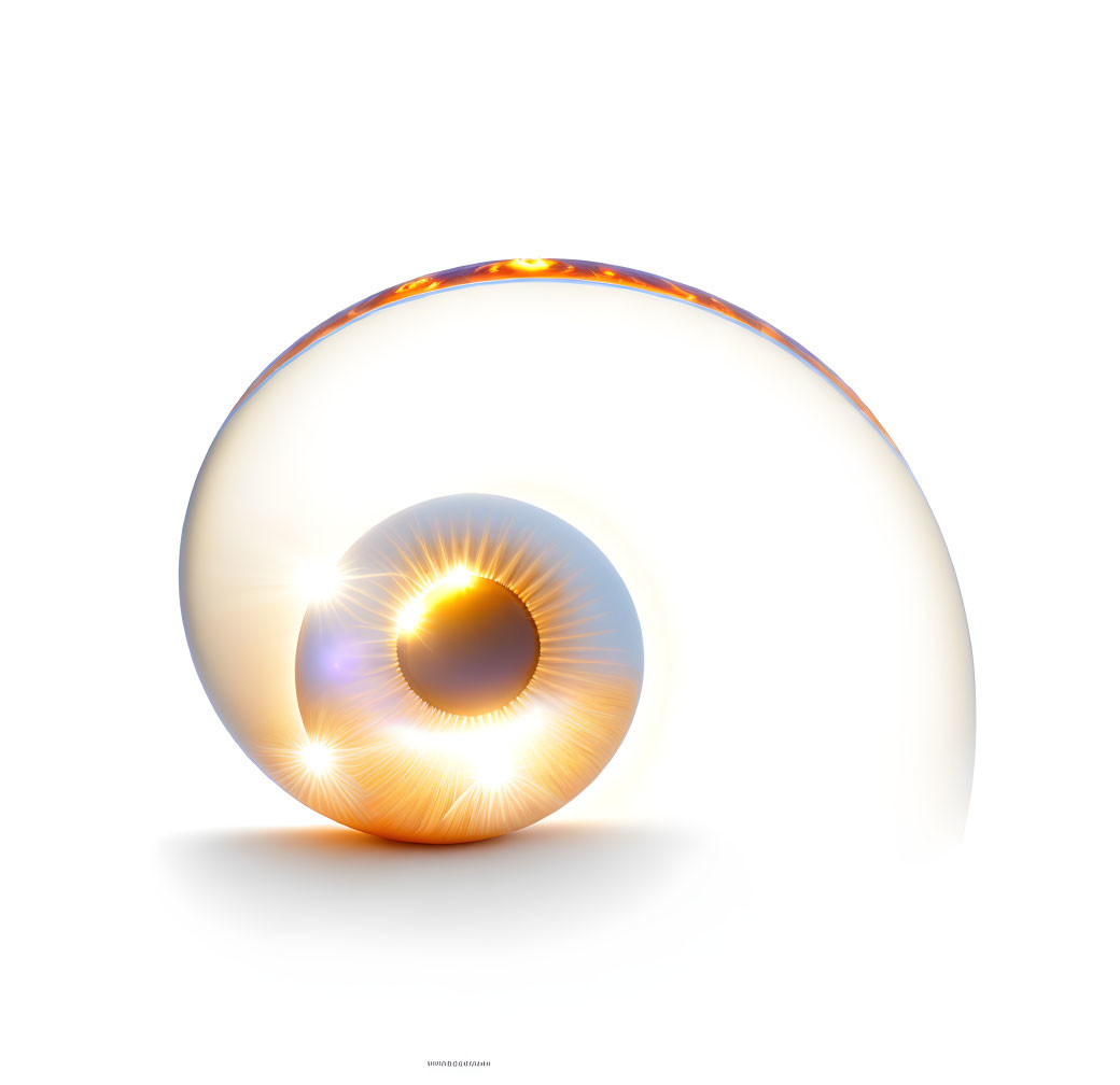 Stylized luminous eye with expansive iris on white background