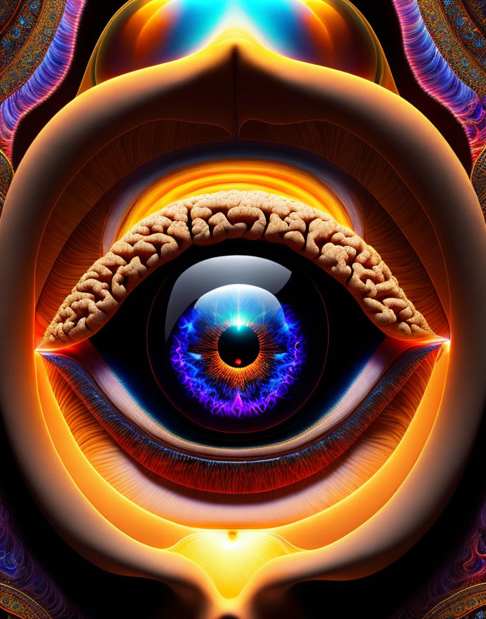 Detailed digital artwork of stylized human eye with intricate patterns