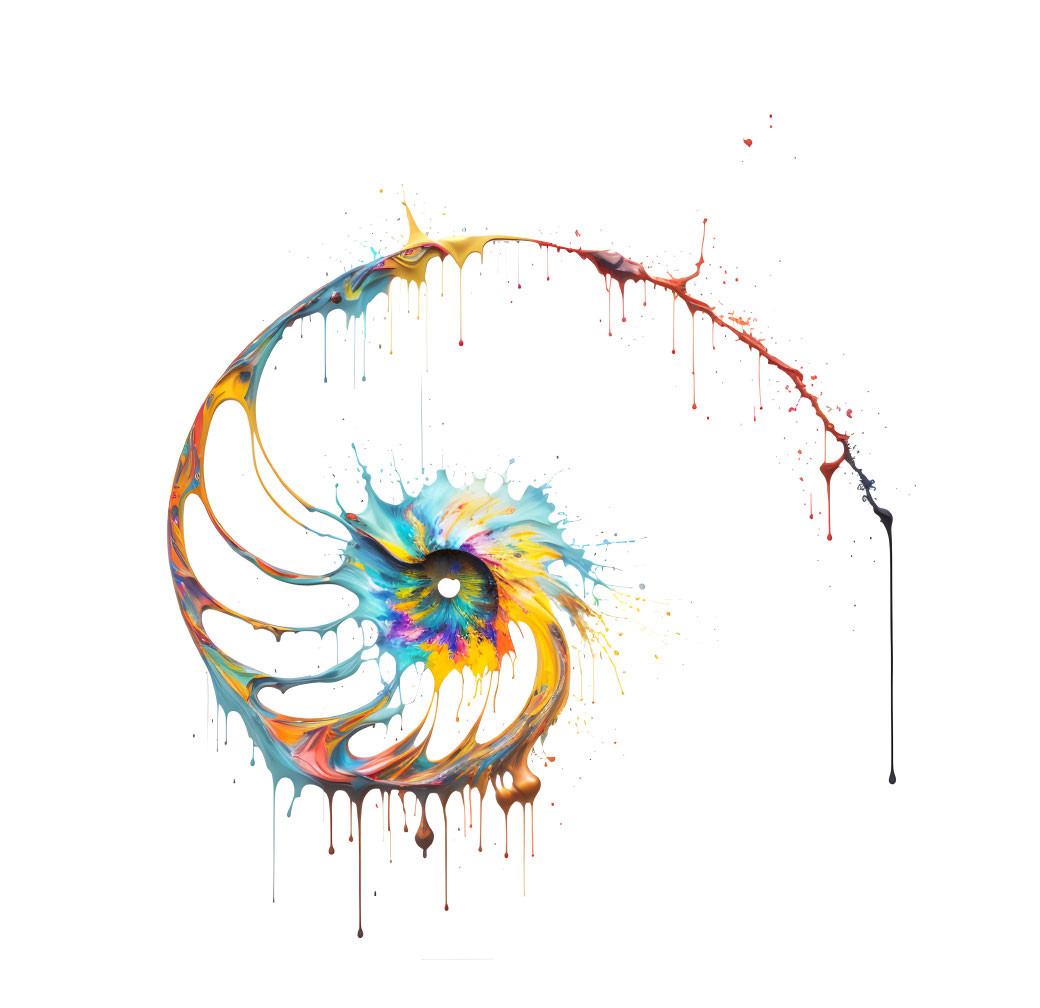 Abstract Circular Paint Splash on White Background