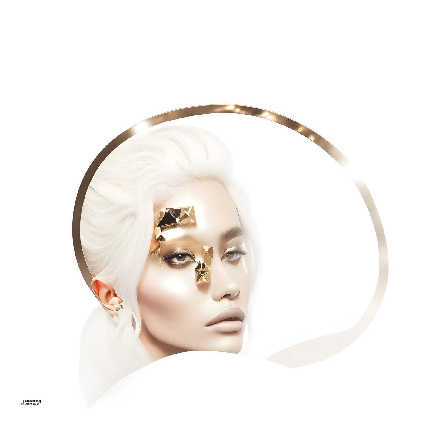 Platinum blonde woman with gold star makeup and minimalist headband