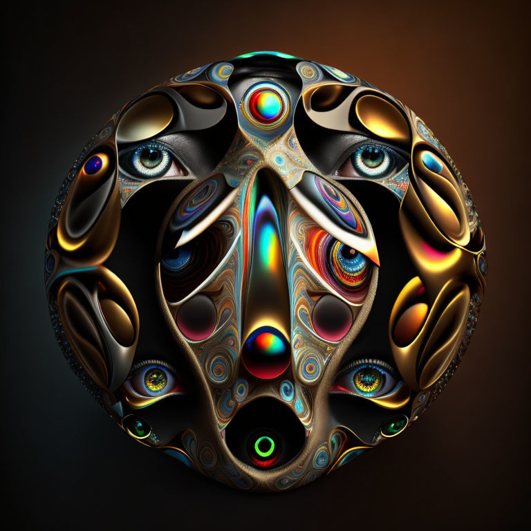 Colorful 3D fractal sphere with intricate patterns