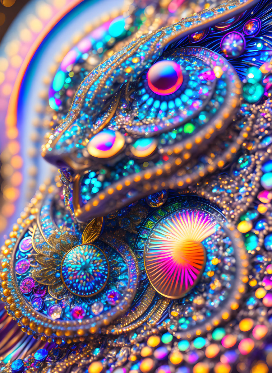 Colorful ornate artifact with intricate patterns and jewel-like details