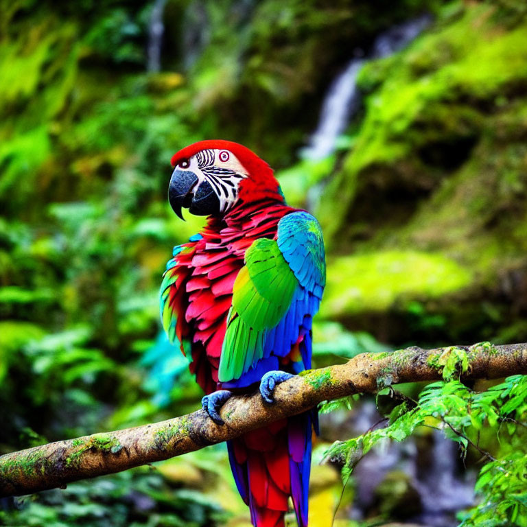 Colorful Macaw Perched in Lush Forest Setting