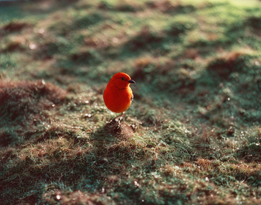 Red Robin on Green Grass Field with Sunlight Filtering Through