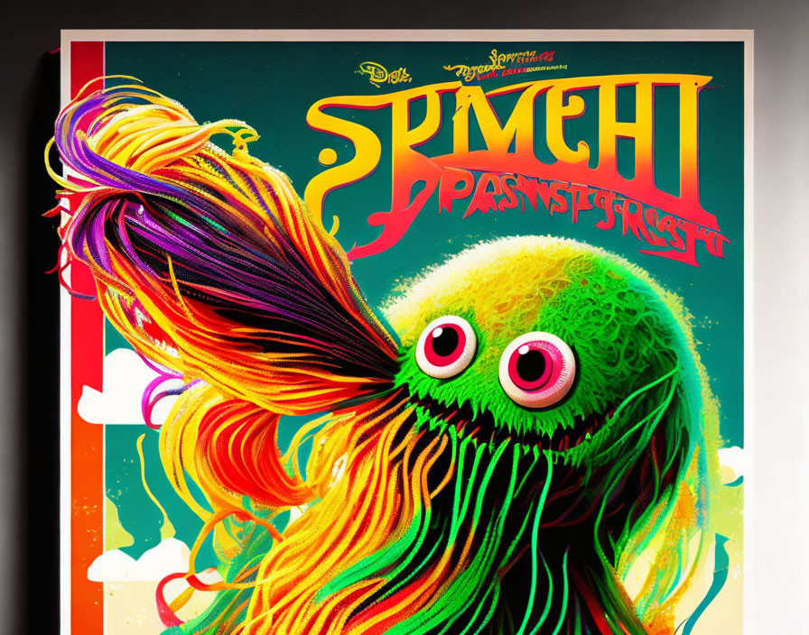 Colorful concert poster with whimsical creature illustration