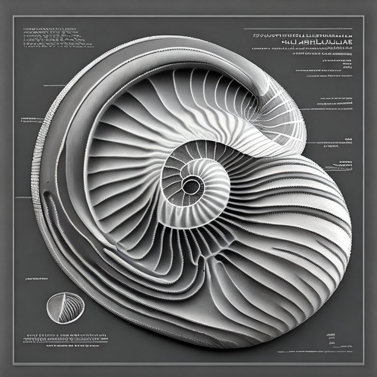 Detailed Diagram of Nautilus Shell Cross-Section with Spiral Structure