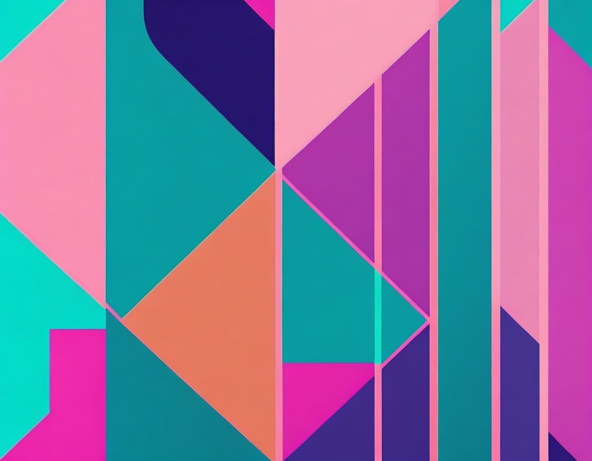 Colorful Abstract Geometric Art: Pink, Purple, Teal, Blue Shapes