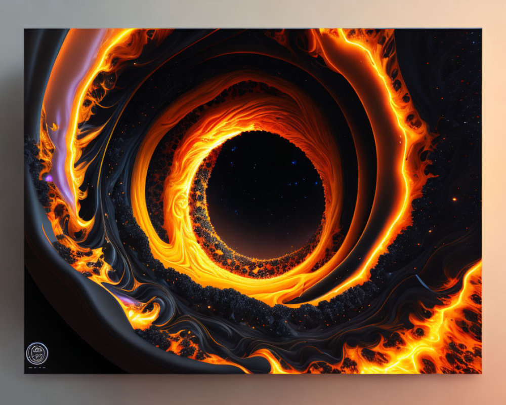 Digital Artwork: Swirling Fire Vortex on Starry Background