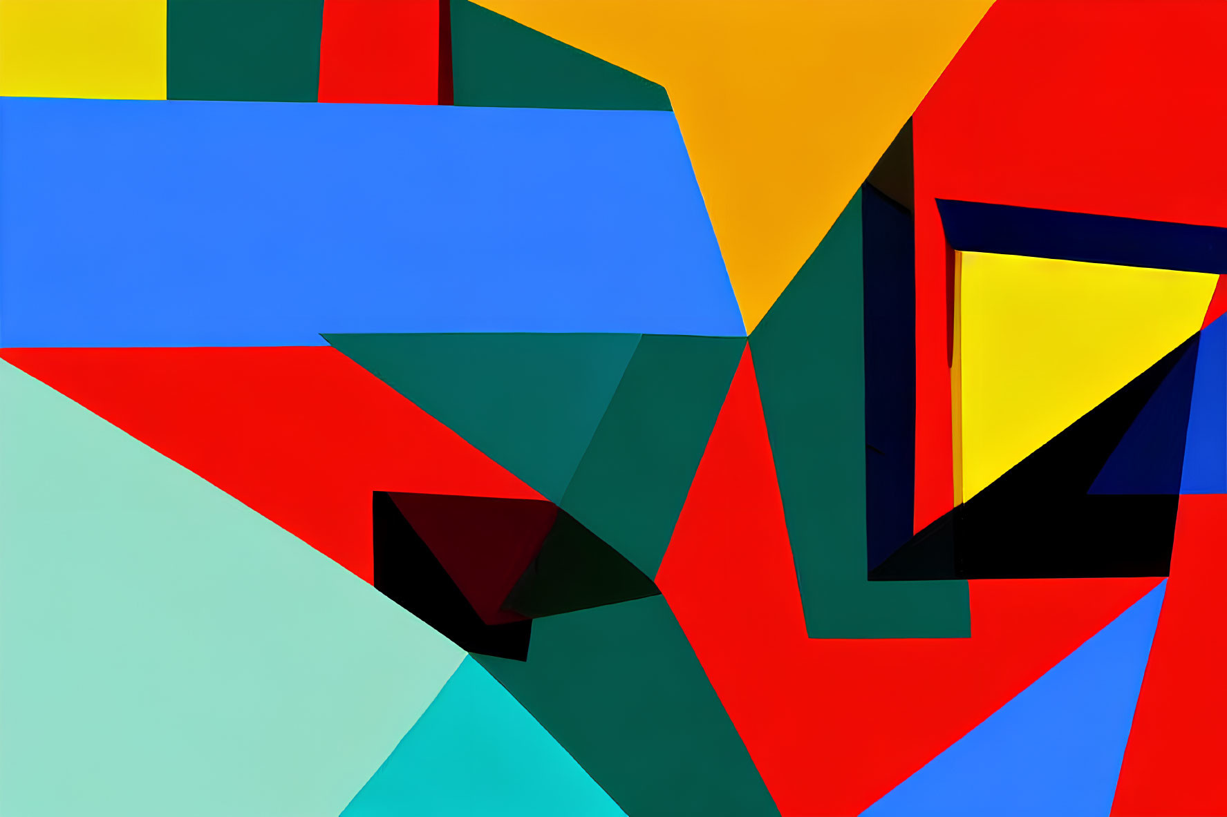 Colorful Geometric Abstract Painting with Overlapping Shapes