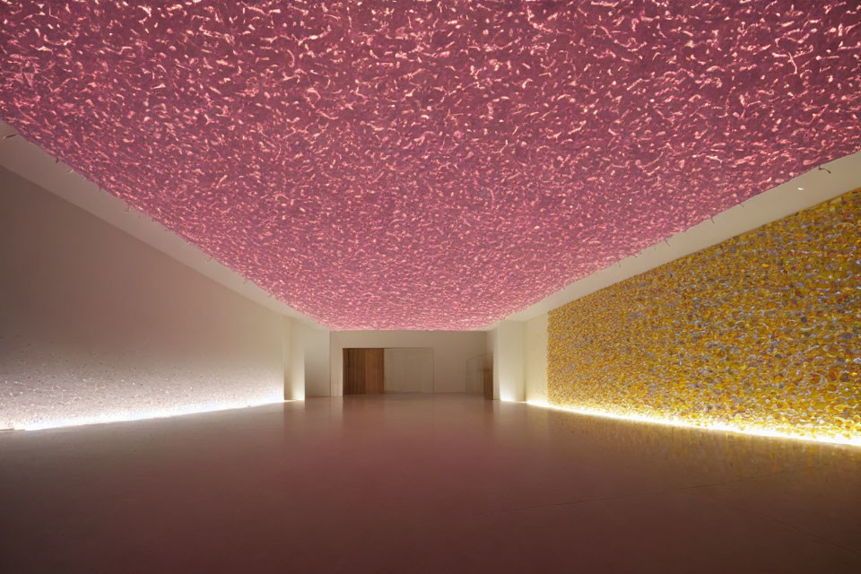 Colorful Paper Art Installation with Walls and Ceiling Covered in Thousands of Small Elements