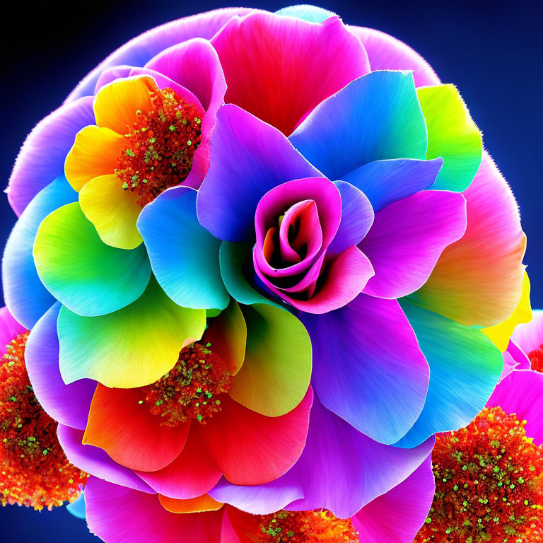 Colorful Multicolored Flower on Dark Background