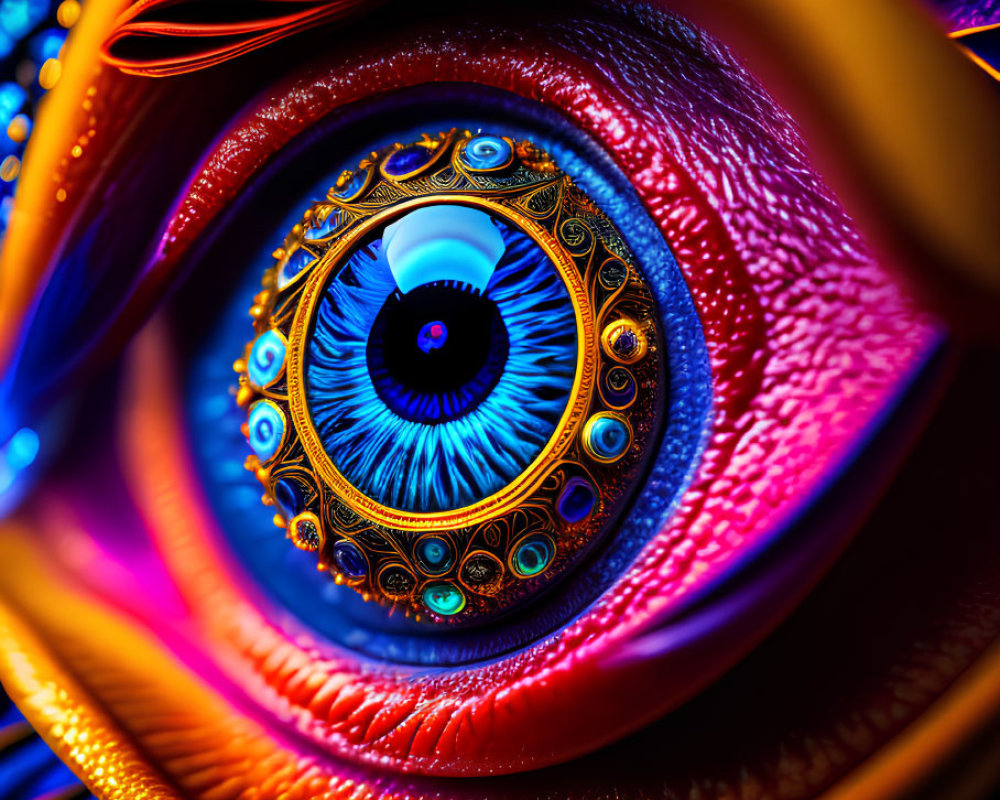 Colorful Abstract Digital Artwork of Eye and Swirling Patterns