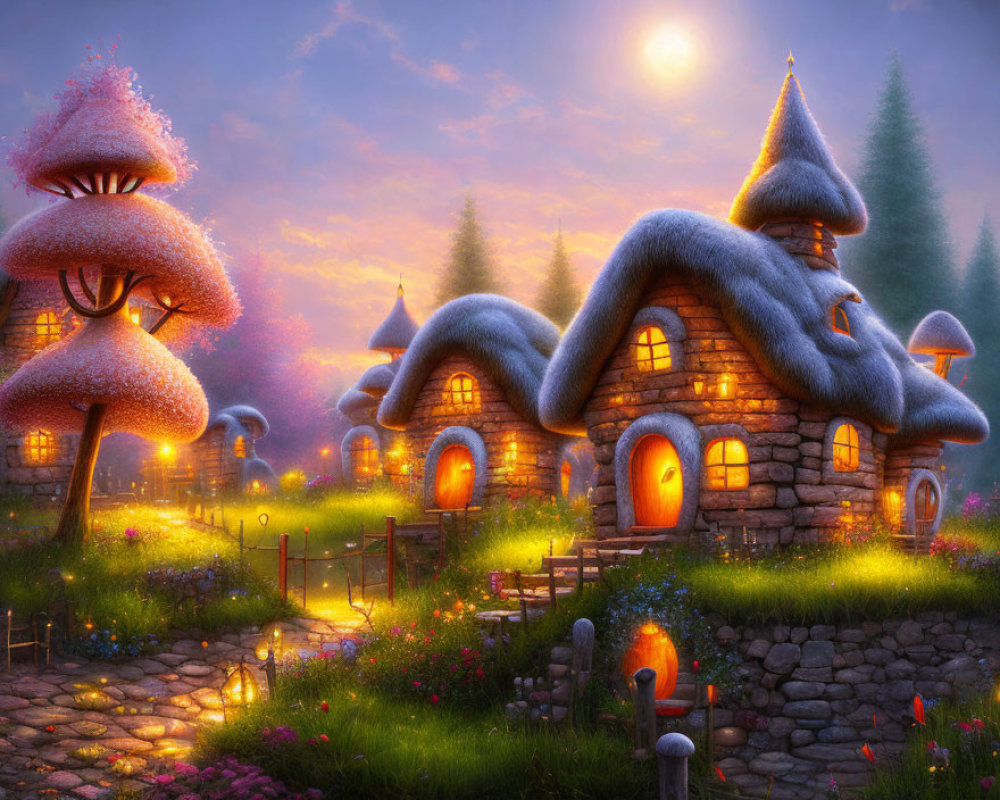 Magical Twilight Ambiance in Fairy Tale Village