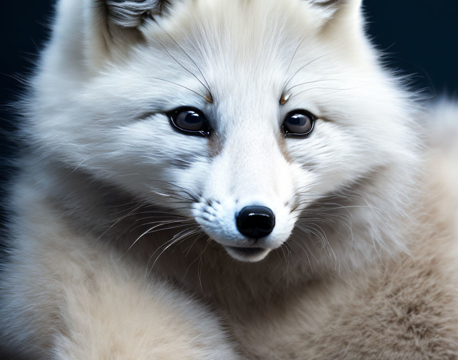 White Fox Portrait with Piercing Eyes on Dark Background