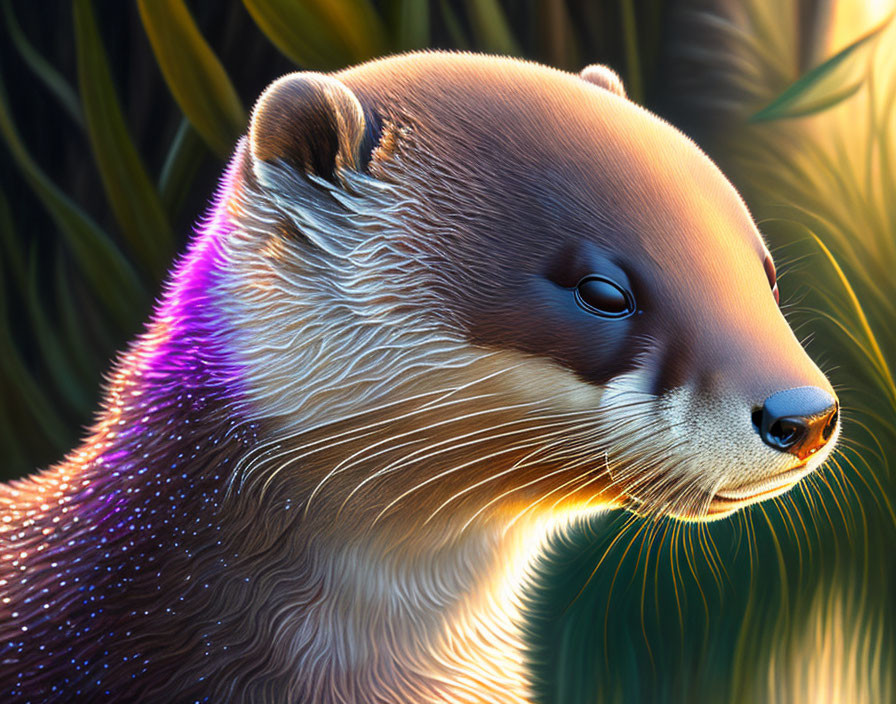 Realistic Otter Digital Art with Vibrant Lighting