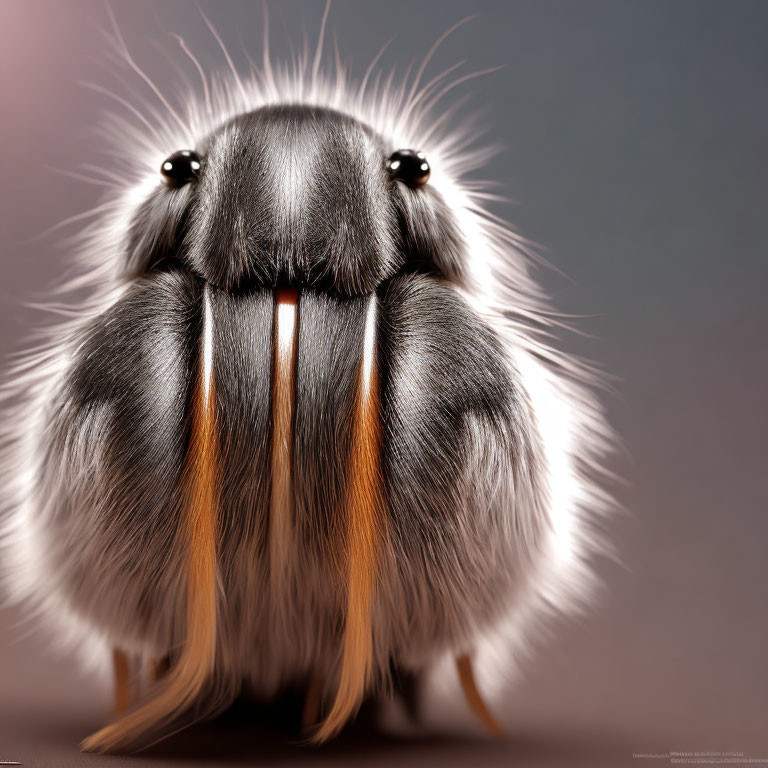 Macro photo of adorable spider with shiny eyes and fuzzy mandibles