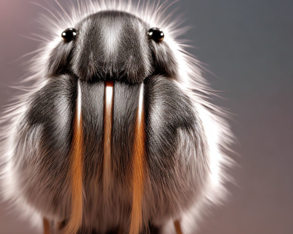 Macro photo of adorable spider with shiny eyes and fuzzy mandibles