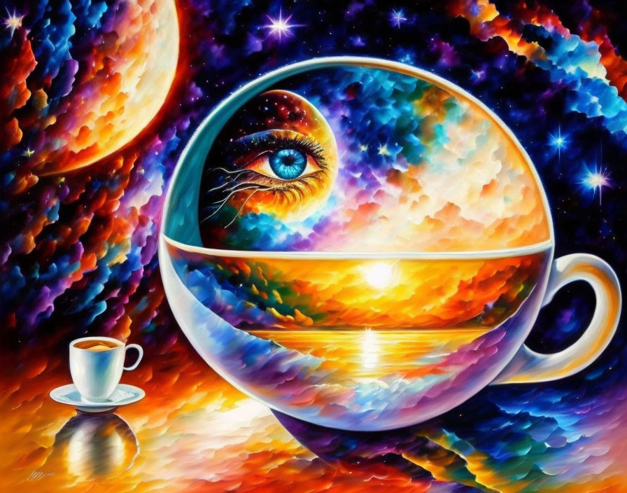 Colorful Cosmic Painting: Celestial Eye on Planet Teacup