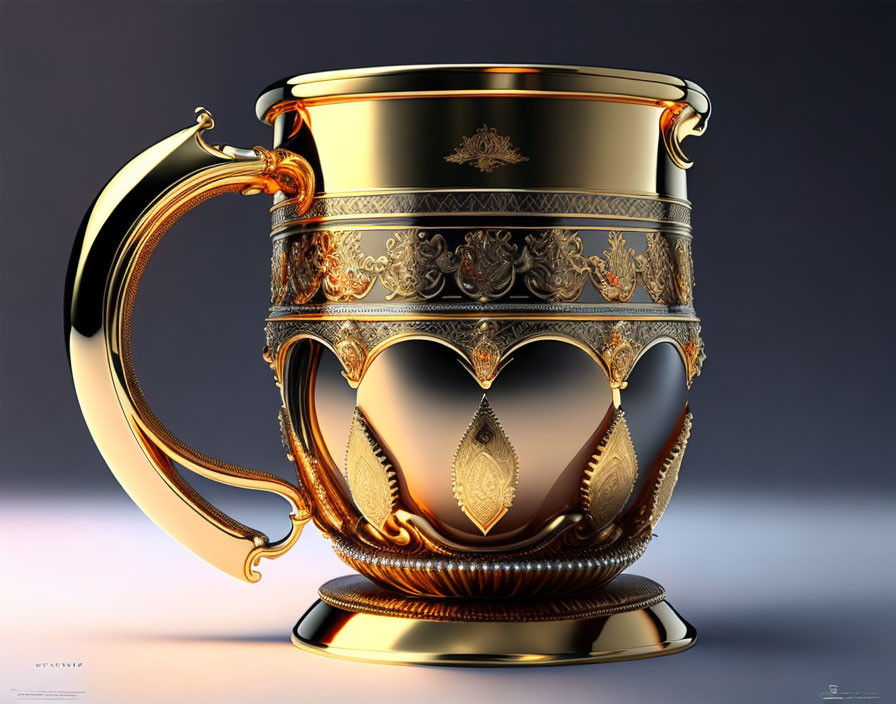 Golden Trophy with Intricate Designs and Heart-Shaped Cutout