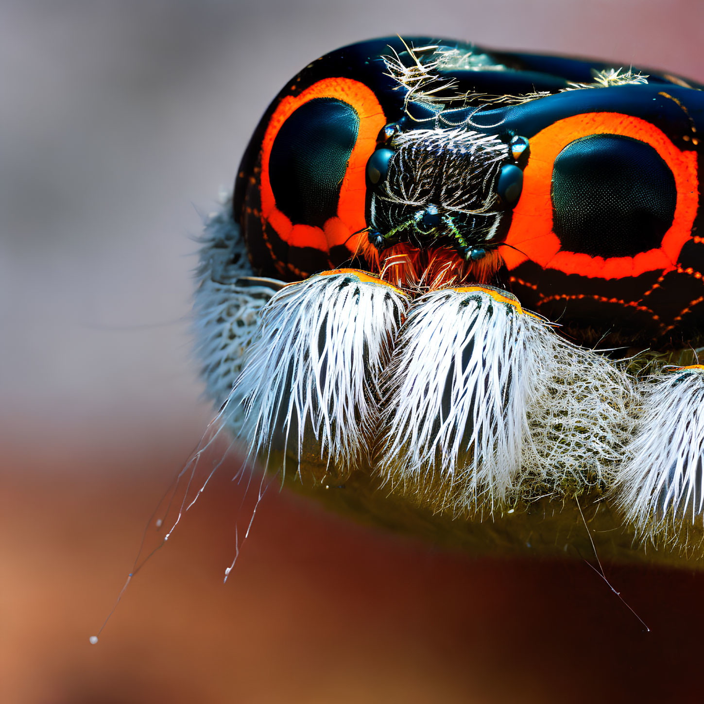 Detailed Close-Up of Colorful Dragonfly Head with Compound Eyes and Antennae