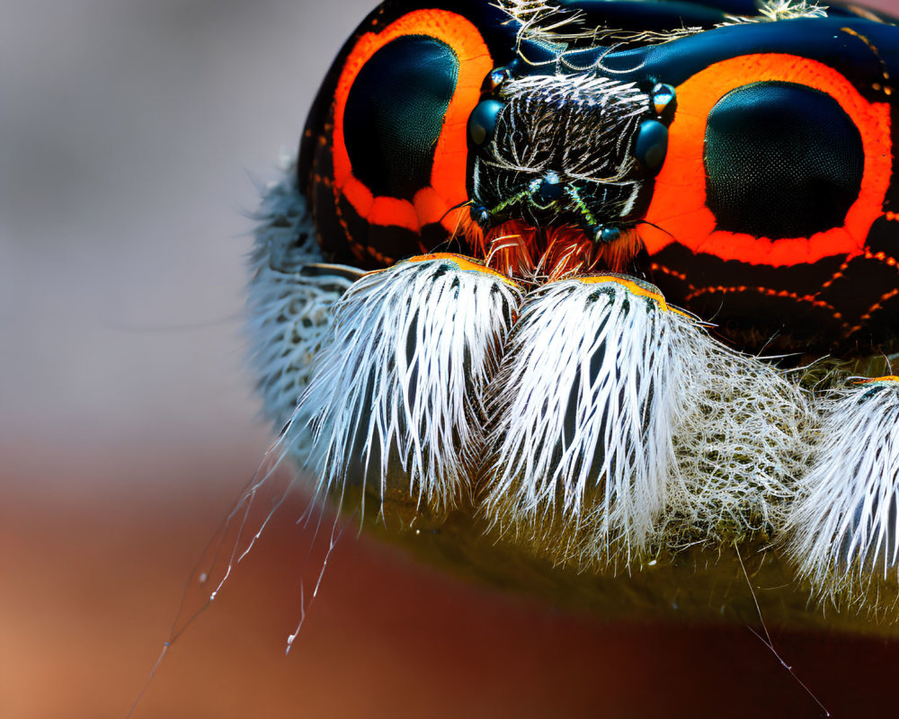 Detailed Close-Up of Colorful Dragonfly Head with Compound Eyes and Antennae