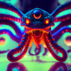 Colorful Stylized Octopus in Neon Environment