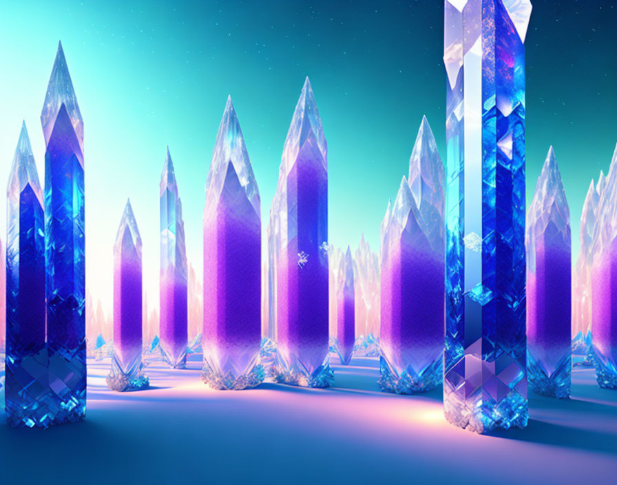 Vibrant Fantasy Landscape with Towering Crystals