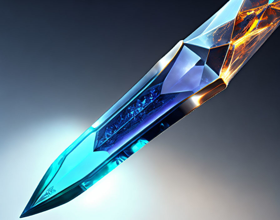 Stylized crystal dagger with blue blade on gradient background