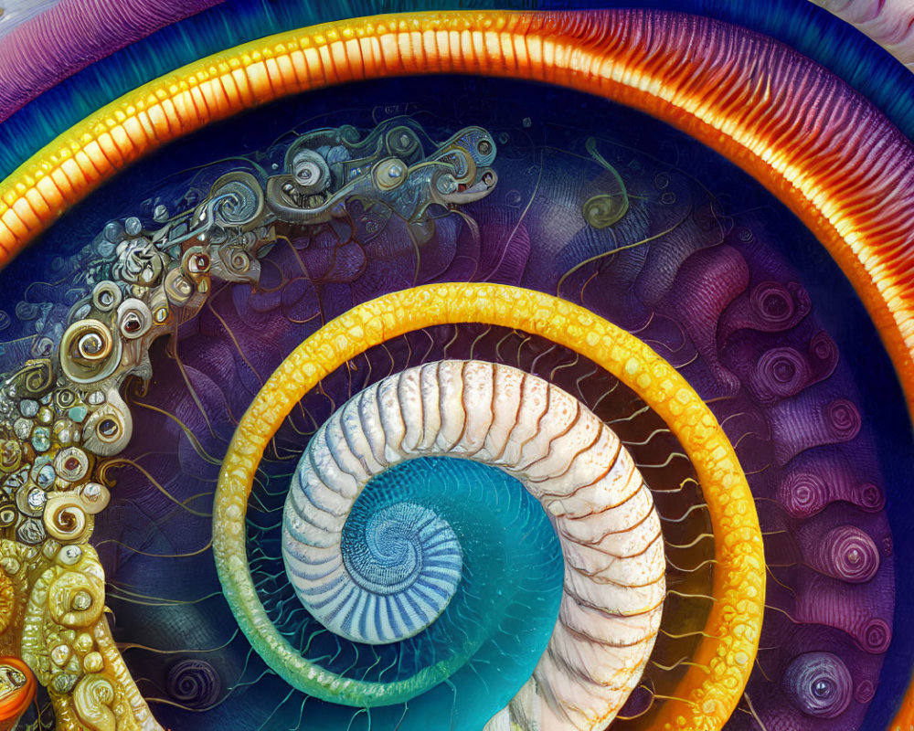 Colorful fractal spiral artwork with intricate patterns and rich spectrum.