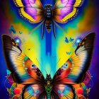 Colorful Symmetrical Butterflies Artwork on Dynamic Background