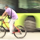 Colorful Stylized Image of Person Riding Bike